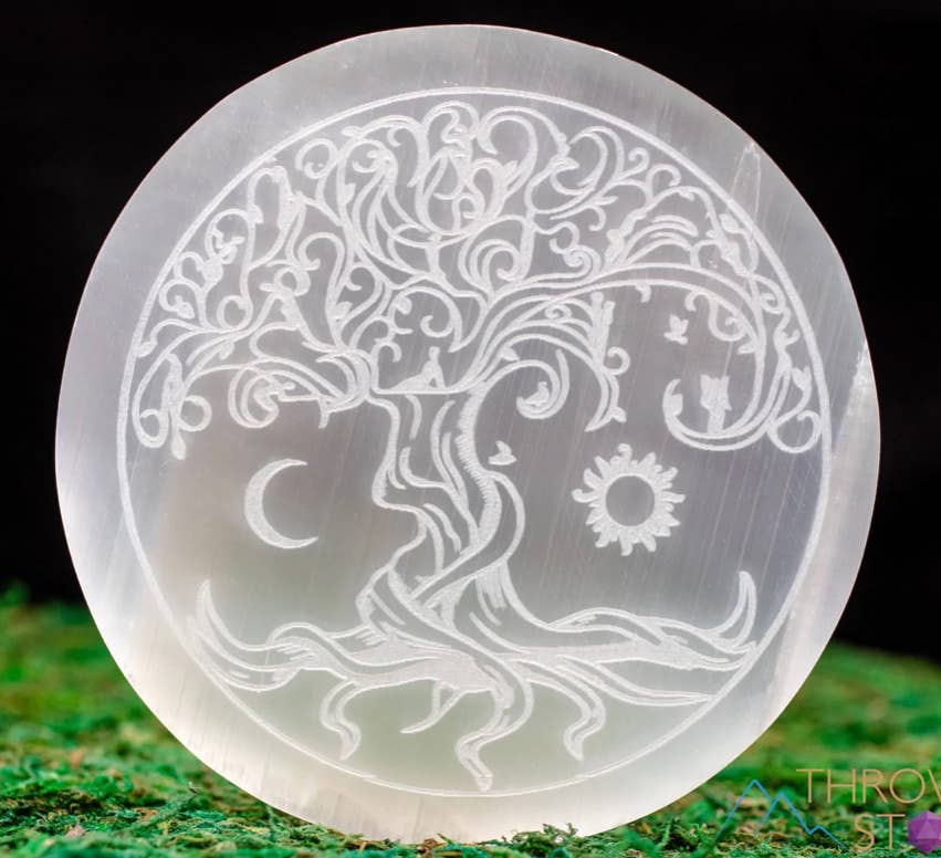 Tree of Life Selenite Charging Plates: Large 6”