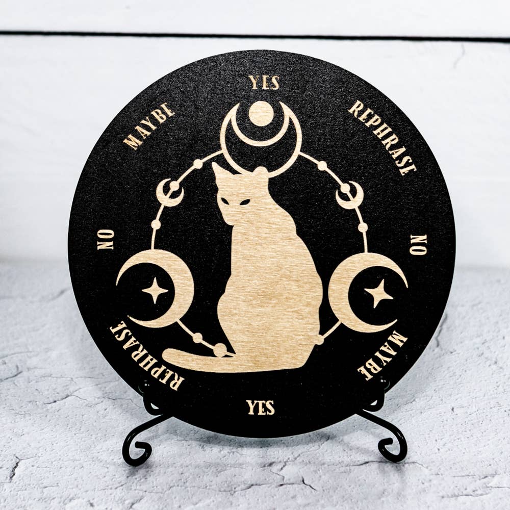 Black Cat Moon Phases Pendulum Board Metaphysical Intention