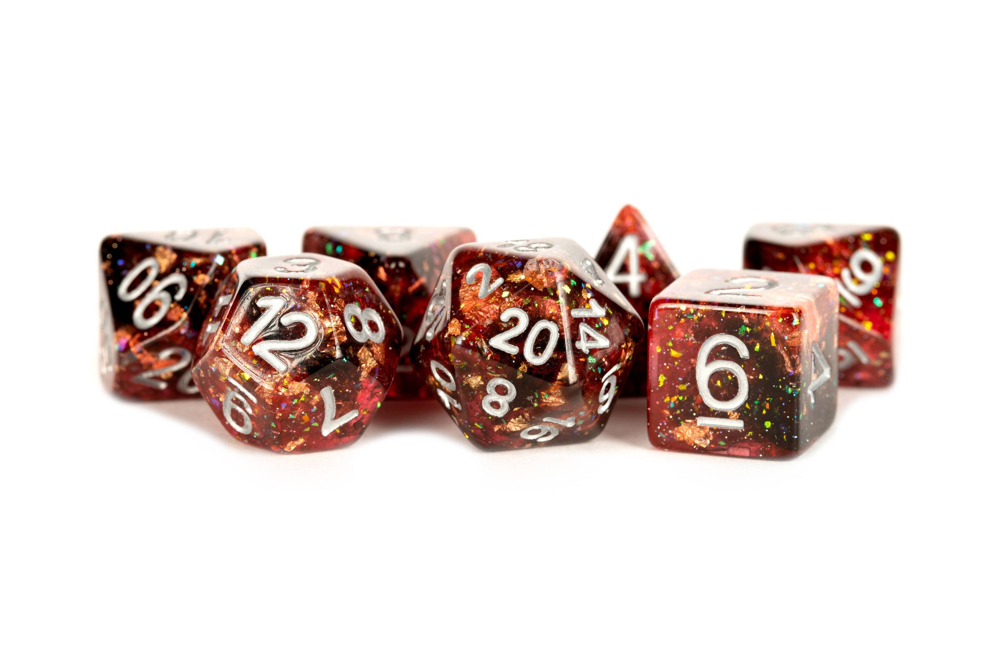Colorful Eternal Resin Polyhedral DND Dice Set (4 Colors): Eternal Fire