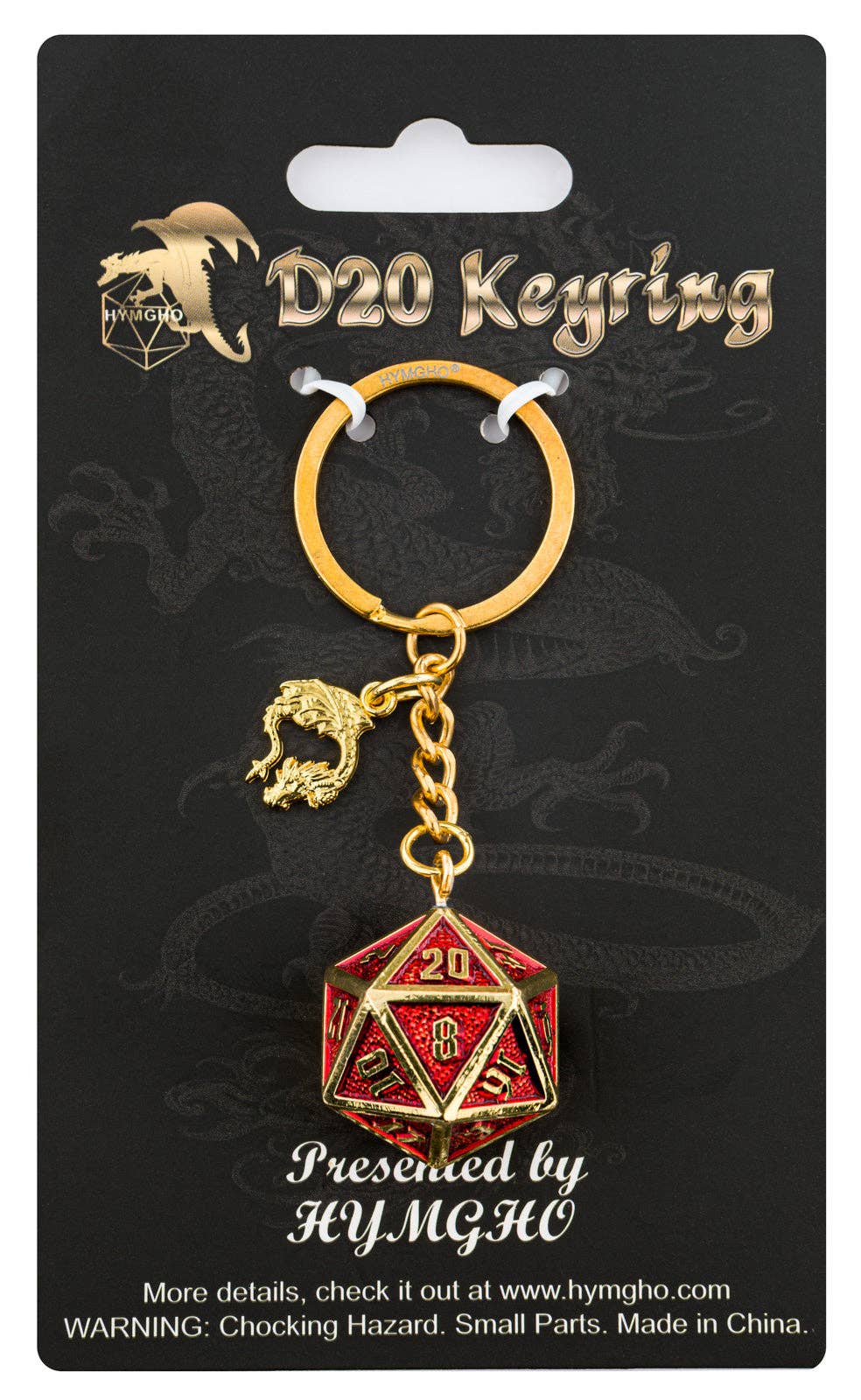 D20 Dice Keychain Draconis - Gold and Ruby