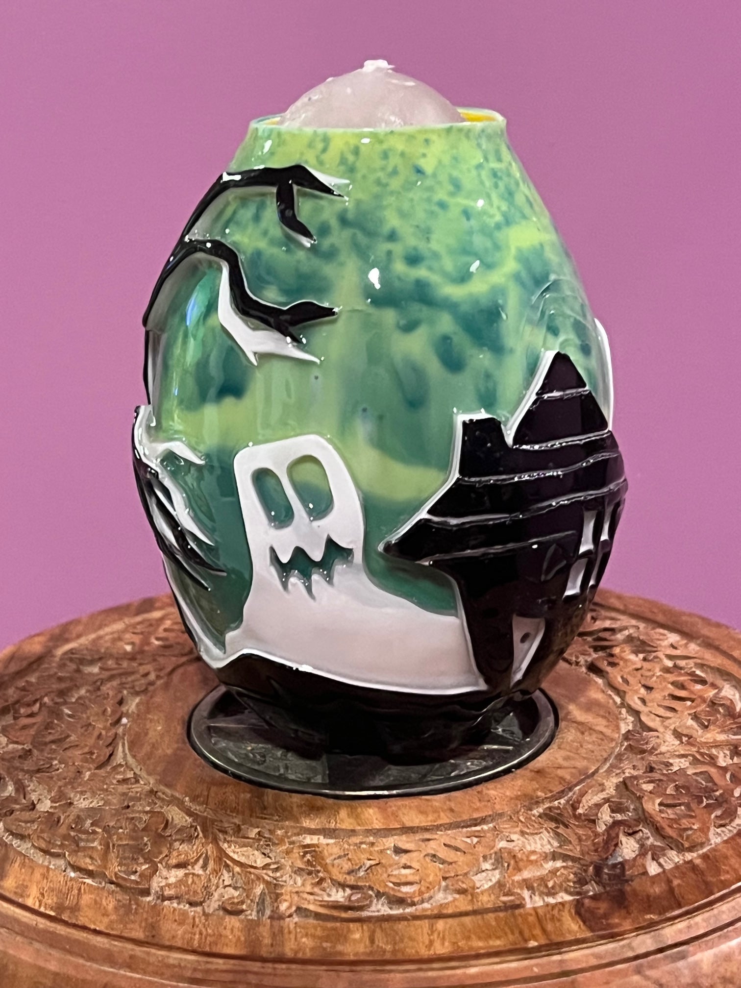 Egg shaped Haunted House Candle