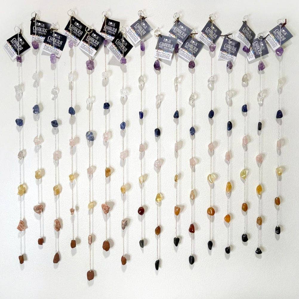 Crystal Chakra Wall Hanger - Choose Rough and Tumbled Stones Gold