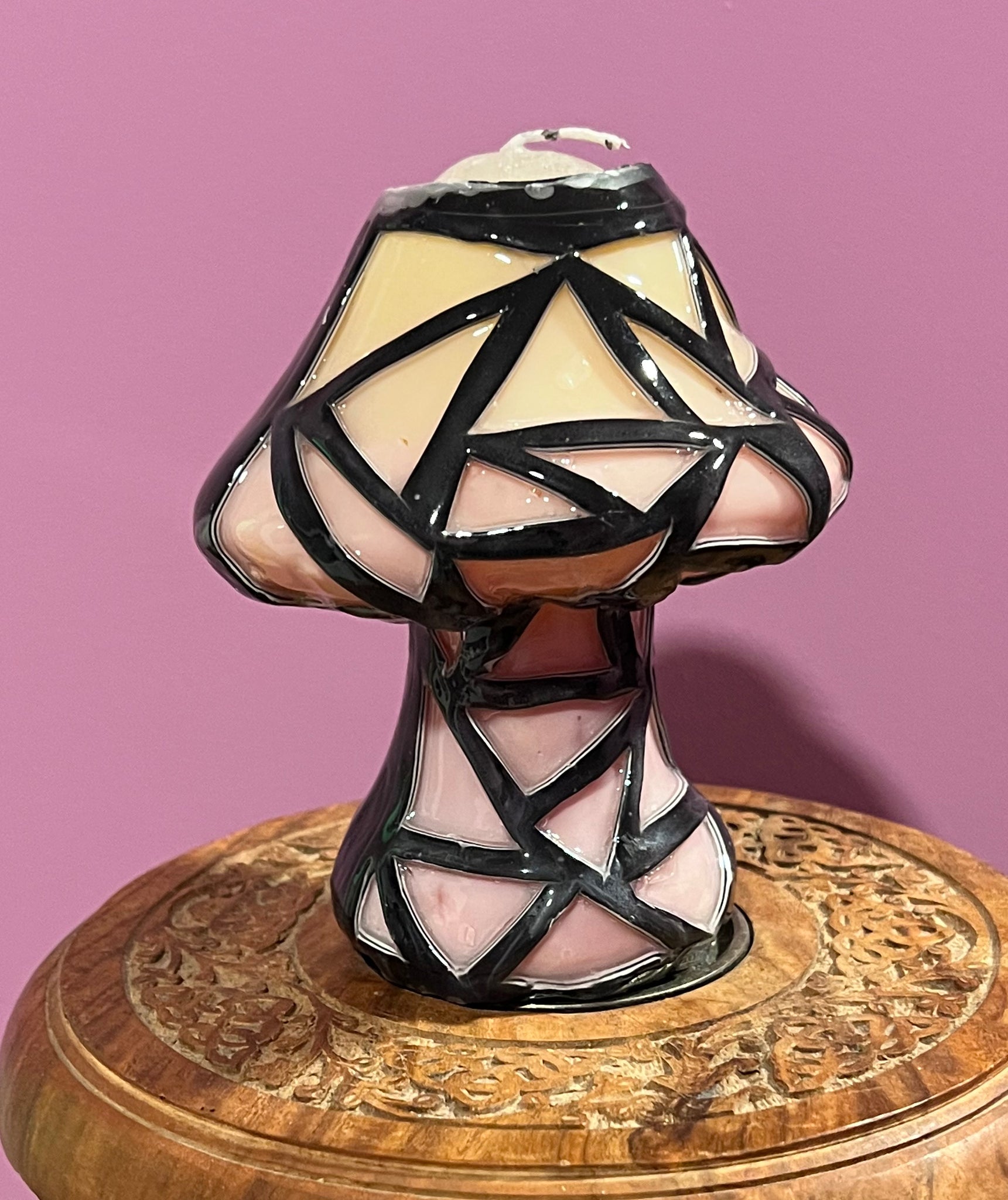 Criss Cross Black Art Small Mushroom Candle